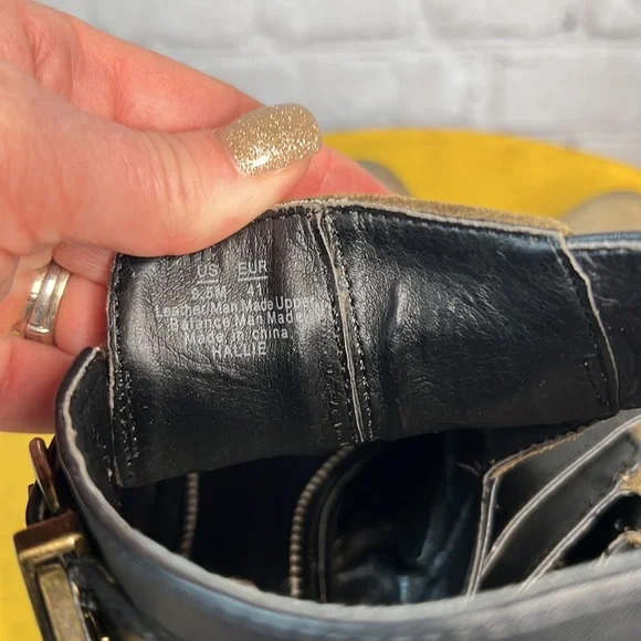 Sam Edelman Circus Hallie gladiator green leather suede heeled ankle bootie 9.5 - Picture 9 of 10